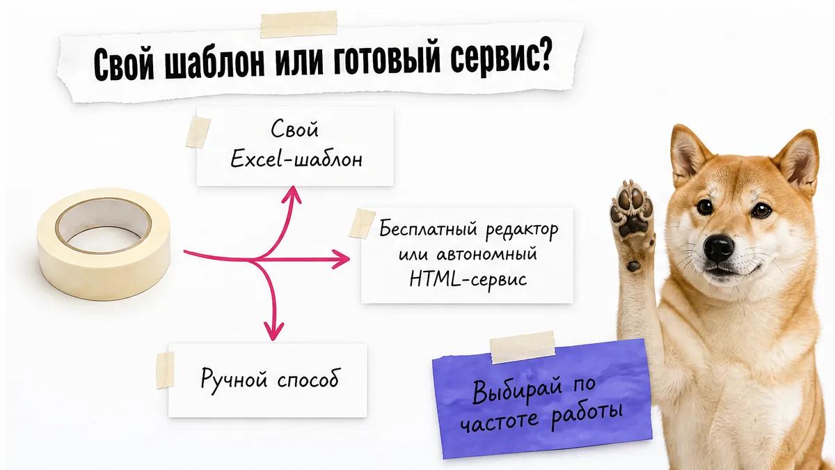Собака сравнивает собственный Excel-шаблон и готовый сервис.